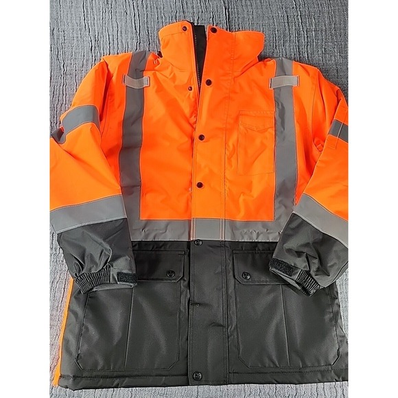High Visibility Reflective Winter Safety Jacket Insulated Parka ANSI Size Medium - Picture 1 of 6